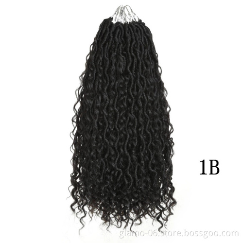 Ombre color 14 18 inch curly faux locs crochet hair extensions  river locs crochet goddess faux locs braid